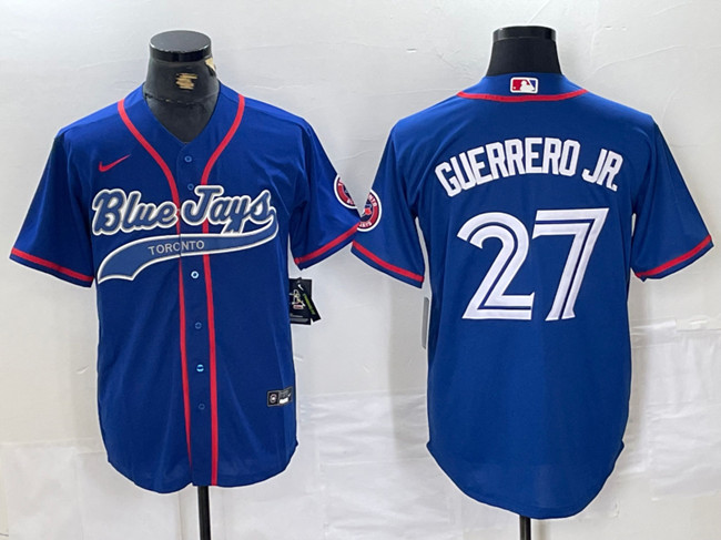 Men's Toronto Blue Jays #27 Vladimir Guerrero Jr. Royal Cool Base Stitched Baseball Jersey